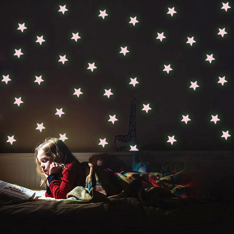 100pcs Glow in the Dark Star Wall Stickers Luminous Fluorescent Star Stickers Bedroom Ceiling Kids Baby Rooms Home Decor Decals