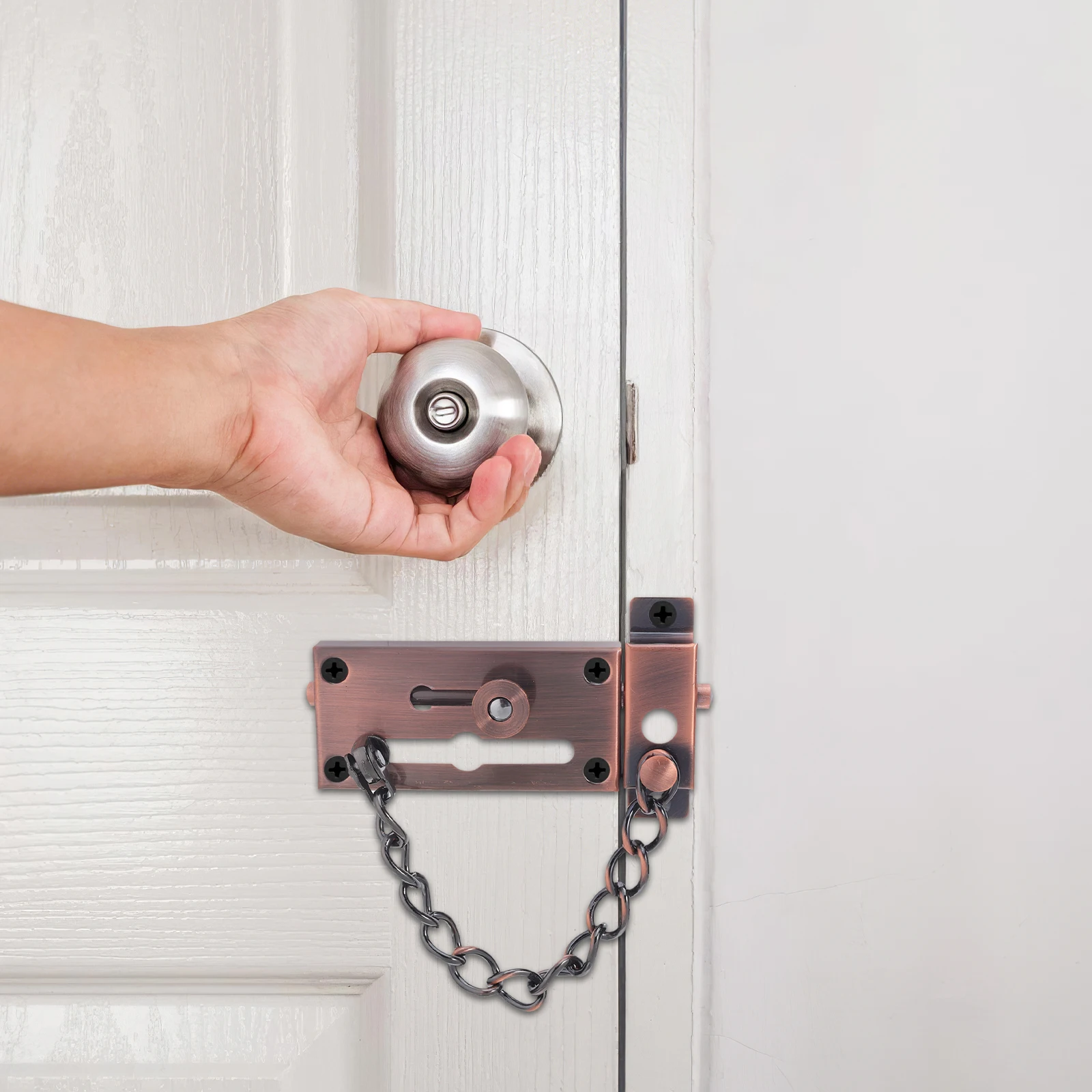 

Stainless Steel Door Chain Lock Extended Security Chain for Front Door Reinforced Interior Latch Privacy Protection Anti-Theft