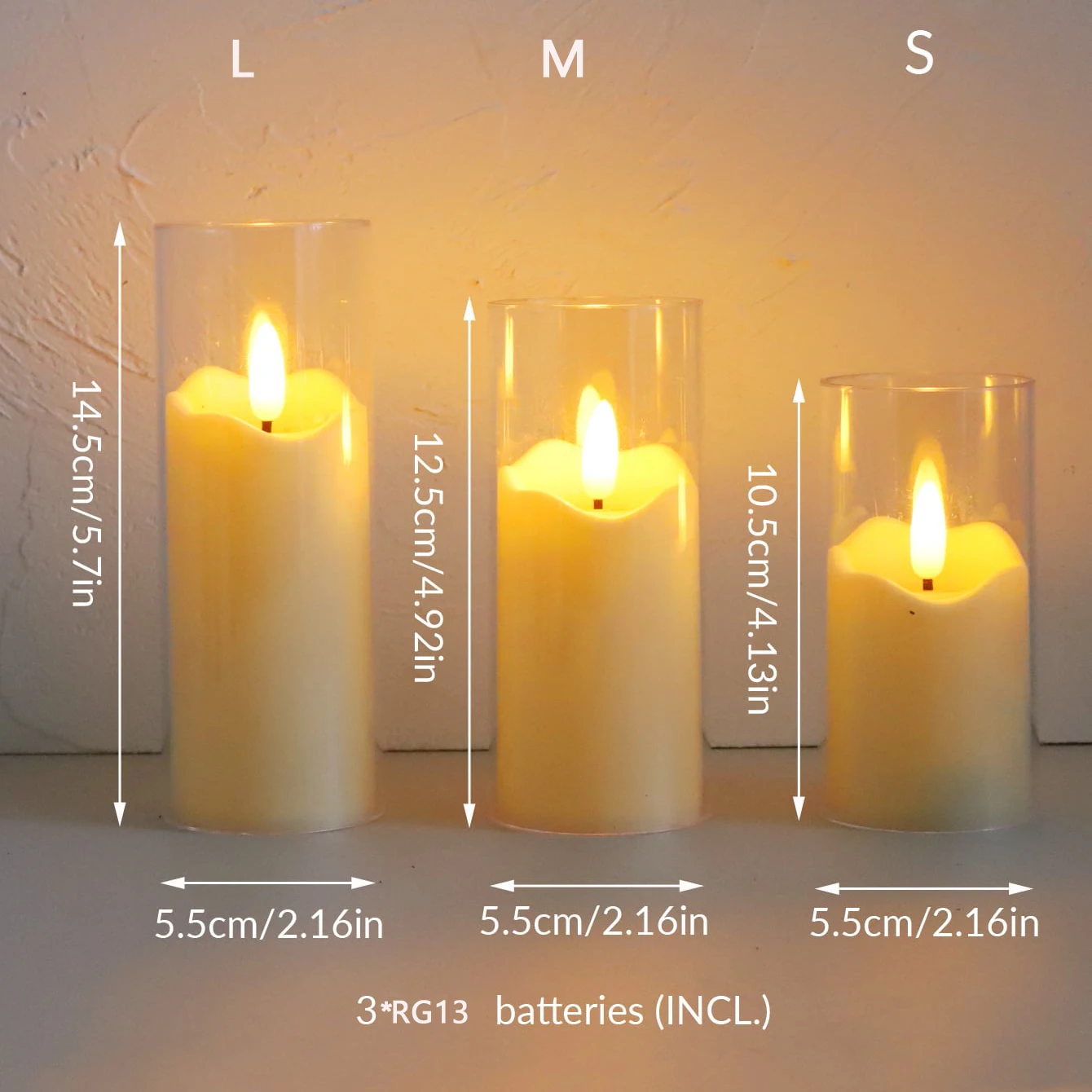 Velas eléctricas Led sin llama, lámpara de vidrio acrílico, batería parpadeante, vela falsa a granel con caja de embalaje separada, 1 ud.