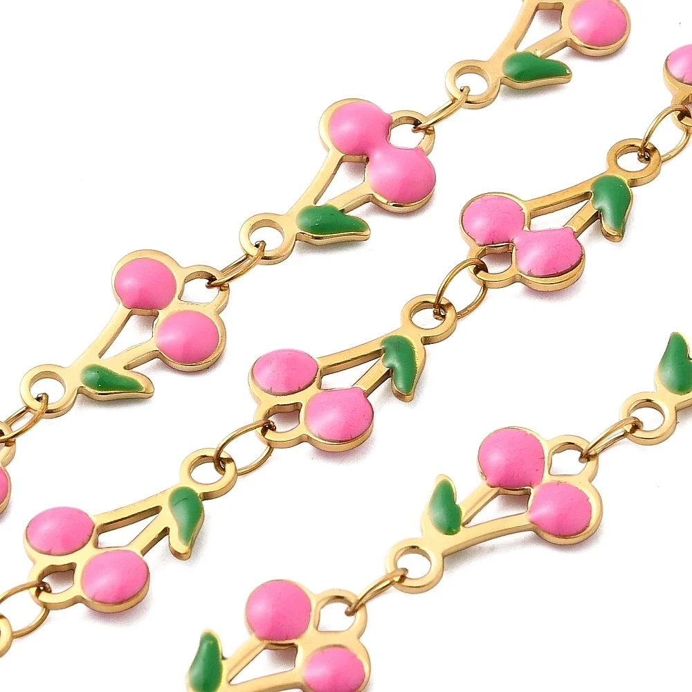 PandaHall 5m/Rolle IP 304 Edelstahl Emaille Kirschblüten-Charm-Kette, gelötet mit Spule für Halsketten- und Armbandherstellung – Detail 21