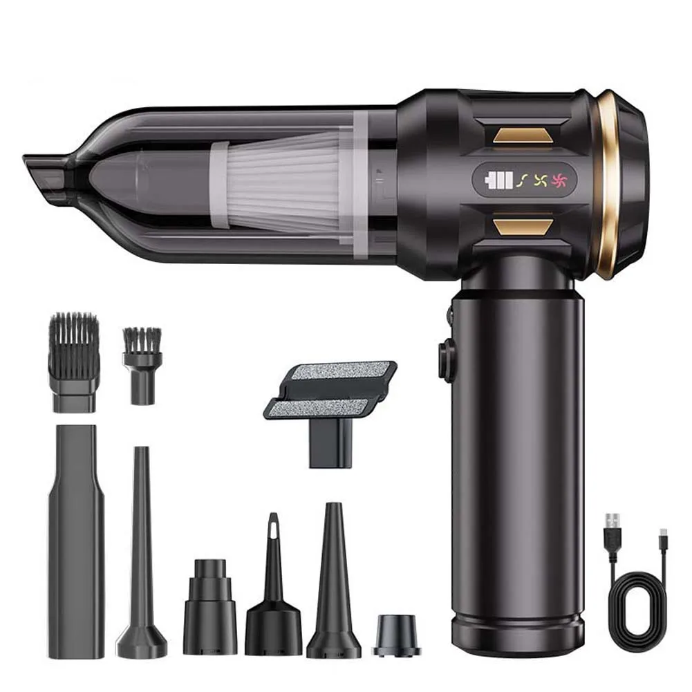Wireless Car Vacuum Cleaner Brushless Motor 19000Pa Suction Blower 3 Speeds USB-C Rechargeable For Home Auto Cleaning Tool