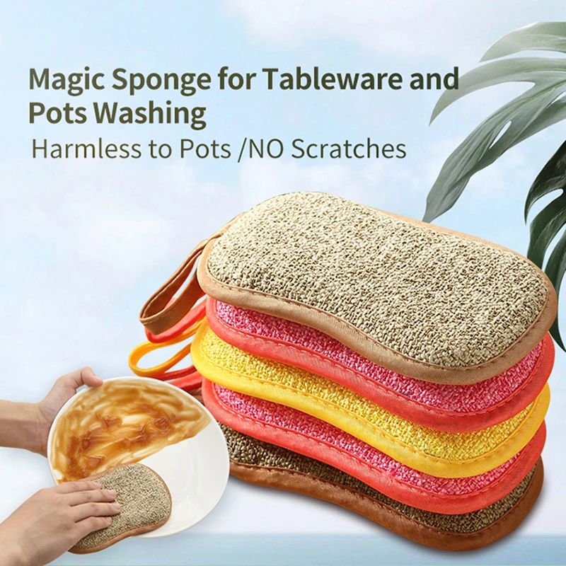 5/10/15PCS Super Absorbent Microfiber Double-Sided Scrub Sponge for Dishwashing Kitchen Bathroom Clean Cloth Eraser Magic Sponge