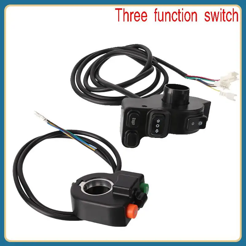 

Трехфункциональный переключатель: свет, звуковой сигнал и указатели поворота, кнопка включения/выключения, подходит для электровелосипедов и электросамокатов.