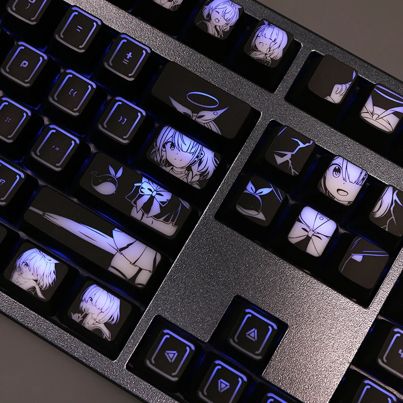 Imagem -03 - Arona-teclado Retroiluminado Personalizado para Teclado Mecânico Anime Faça Você Mesmo Arquivo Azul Corsair K70 Razer Cherry 104 Chaves