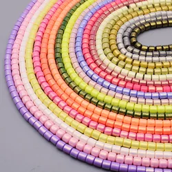 19 Colors 6.5mm 60pcs/lot Barrel Polymer Clay Beads Plating Pearl Color Tube Loose Spacer Beads for Jewelry Making DIY Bracelet
