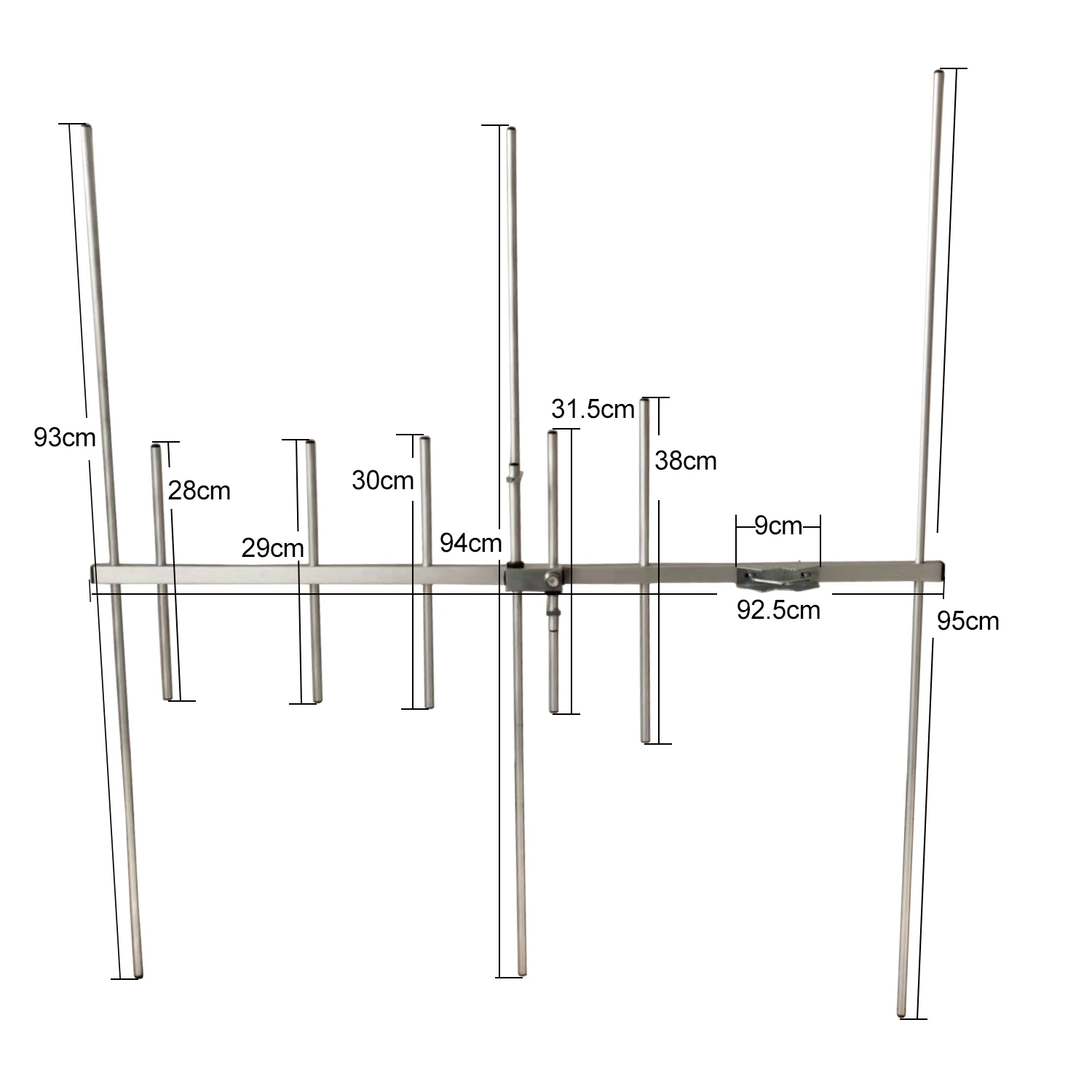 VHF UHF 듀얼 밴드 GMRS 무전기 모바일 라디오 지향성 안테나 144/430MHz 9.0dB VHF 11.5dB UHF 100W 8-엘리먼트 야기 안테나