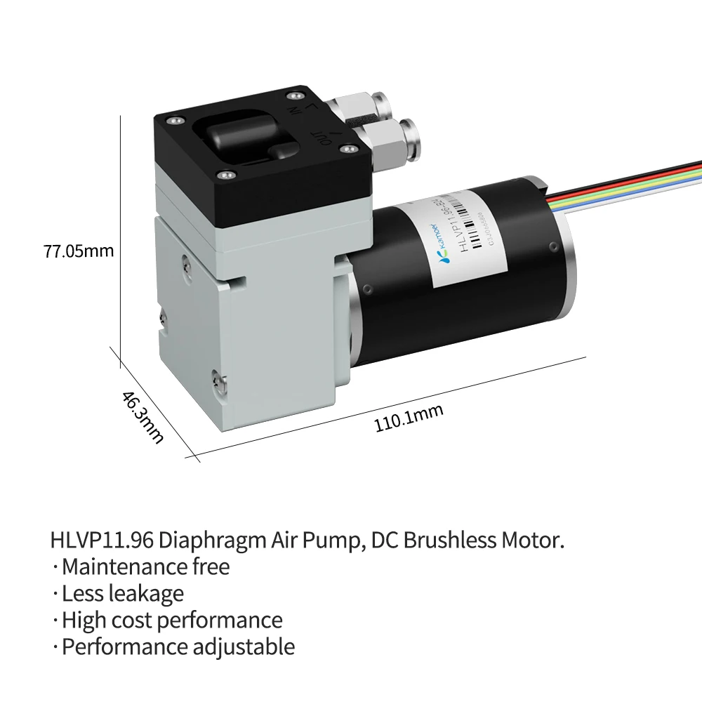 Kamoer 8.5L/min HLVP11.96 Diaphragm Vacuum Pump DC24 Brushless Air Pump Positive Pressure 0.25Mpa, PWM Control, for Gas Analysis