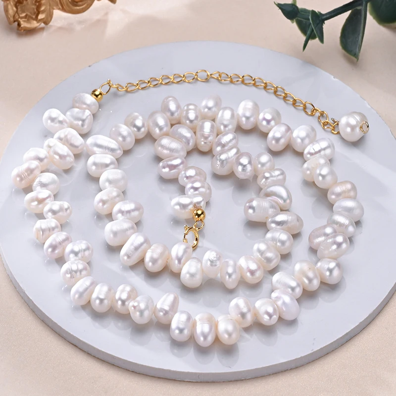 

Natural Freshwater Pearls Irregular Interlaced Pearl Necklace S925 Sterling Silver Chain Elegant Fashion Jewelry Gifts for Women