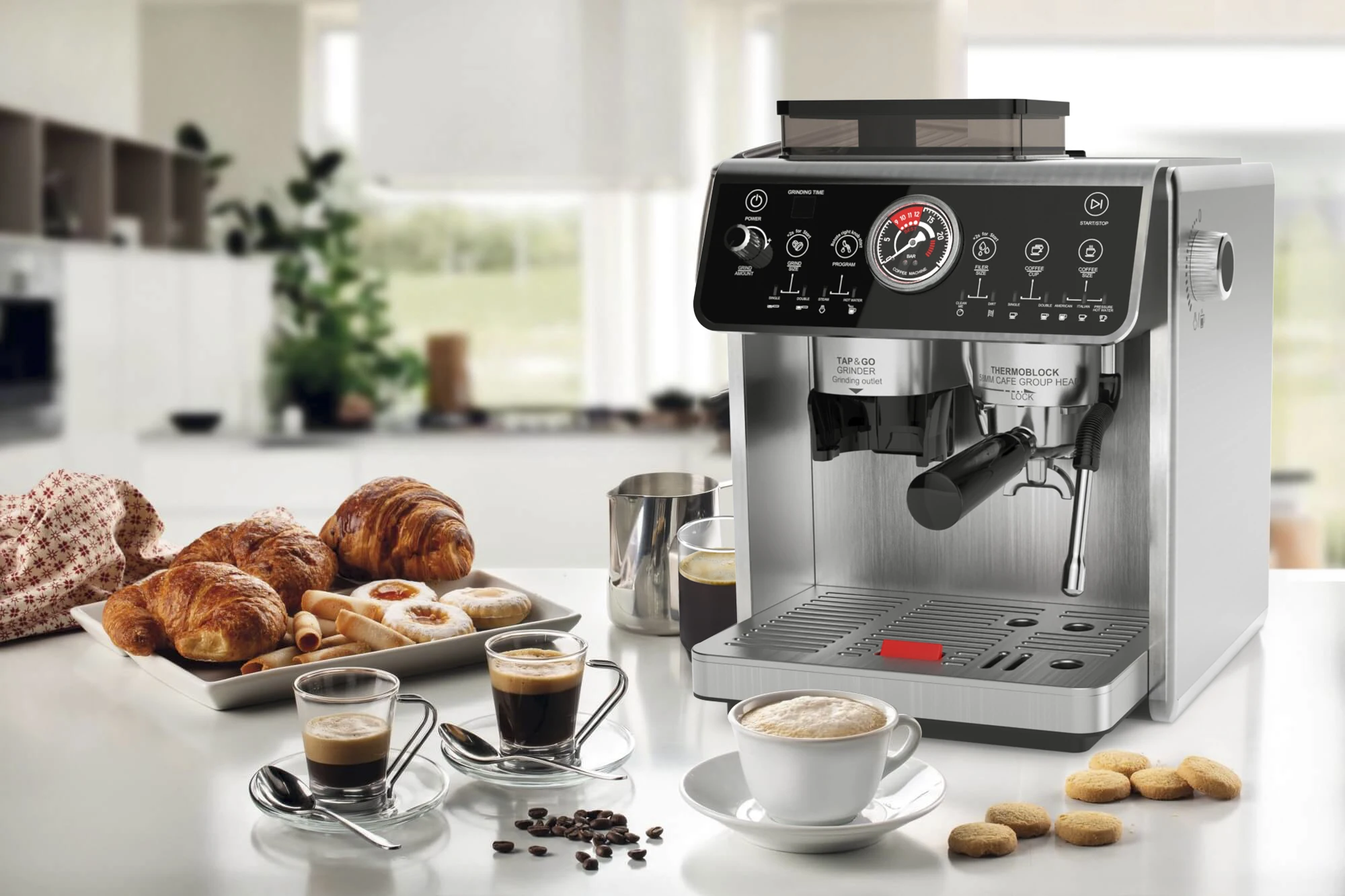 ماكينة إسبريسو منزلية من الفولاذ المقاوم للصدأ بسعر الجملة ماكينة صنع قهوة اسبريسو إيطالية احترافية 220 فولت