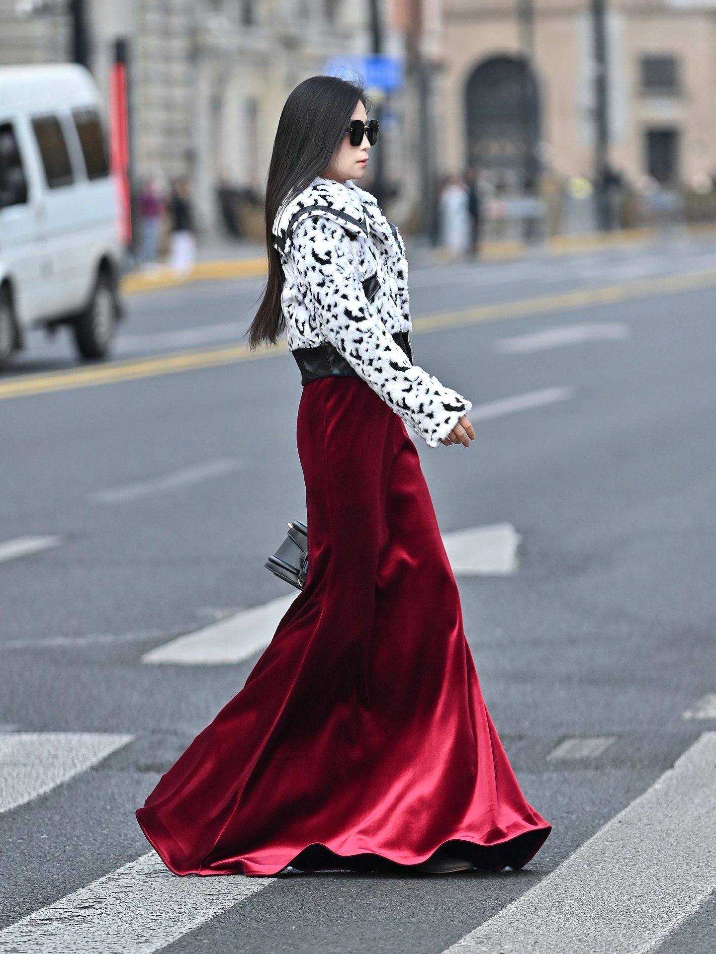 

Ele Velvet Fce Lined Long Red Skirt Women's Slimming Floor Length Fi Tail f Skirt Ci Commute Warmth Sli