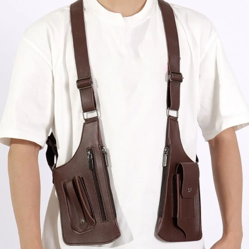 

Vintage Double Shoulder Armpit Bag Steampunk Adjustable Strap Underarm Strap Wallet Pocket Waterproof Portable