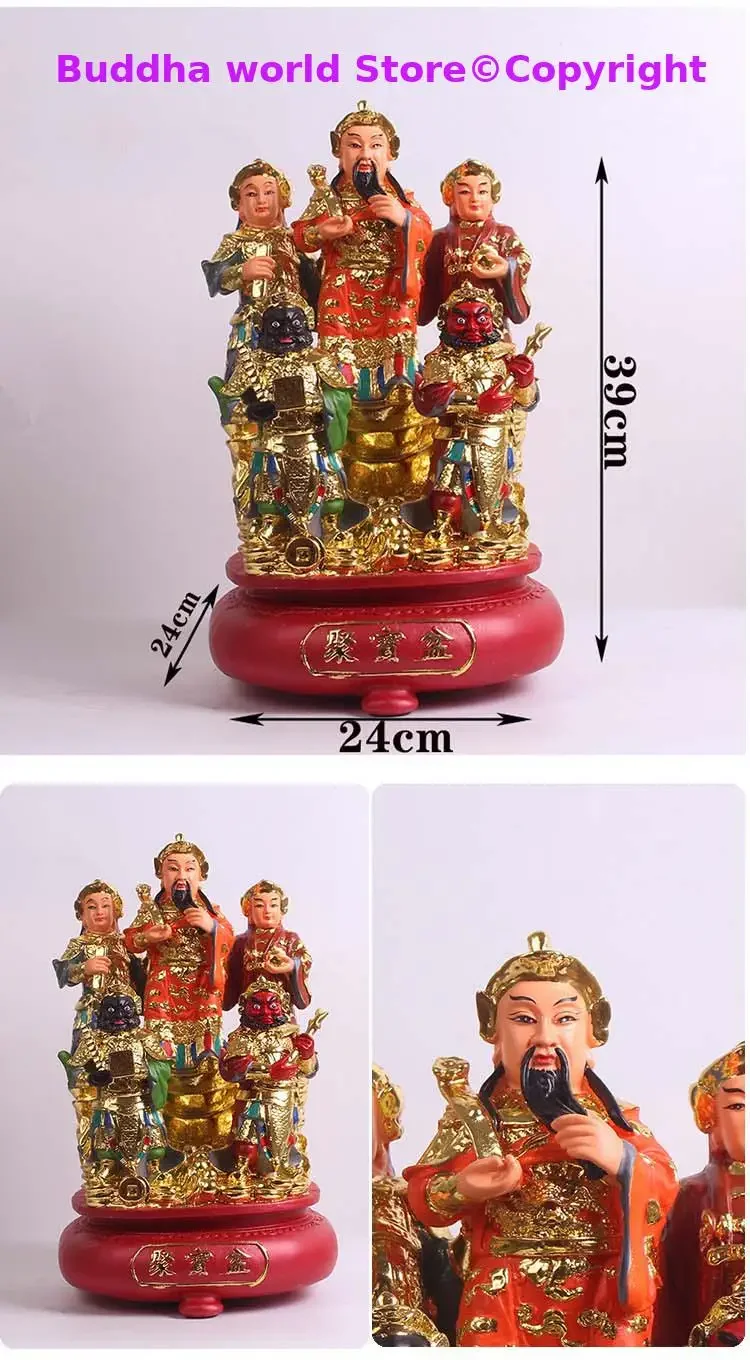 Large HOME Shrine protection SHOP Worship Mammon God of wealth WU LU CAI SHEN Recruit wealth Bring good luck money Buddha statue