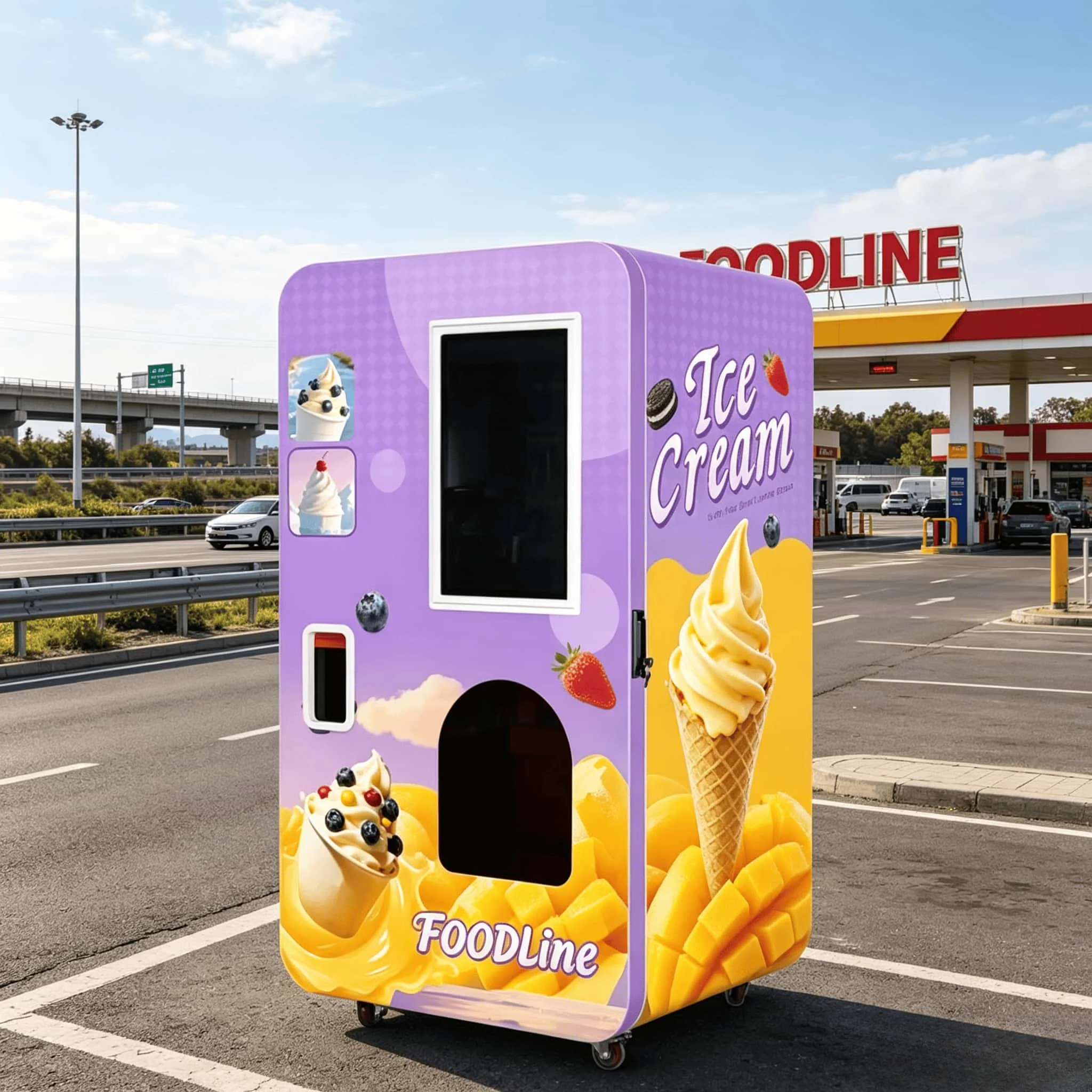FOODLINE Hotel Lobby Ice Cream Vending Machine Silent Freezing System Multi Flavor Unmanned Self Service Equipment