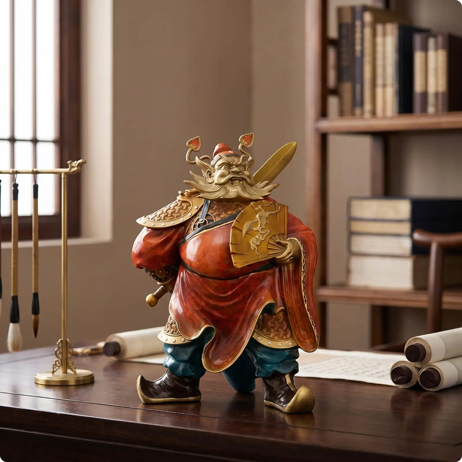 Bronze Figurine Ornate Brass Guardian Statue Luxury Sculpture Art Decor for Home Sanctuary and Den