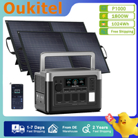 OUKITEL P1000 PLUS Portable Power Station 1024Wh 1800W ifepo4 Battery + 2pc 100w Solar Panel with 3600W Peak for Energy Power