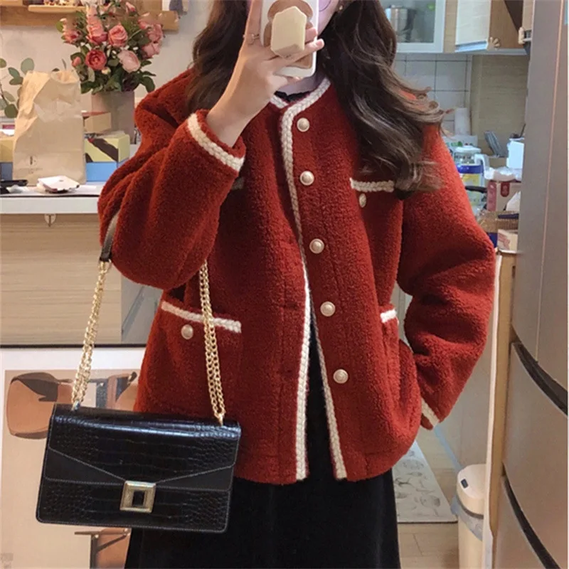 Lamb Wool Coat Women's Autumn and Winter Thickened 2023 New Korean Temperament Celebrity High-end Short Top