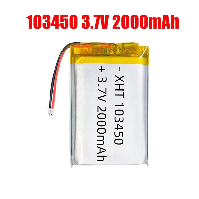 

1-4pcs 103450 Battery 2000mAh 3.7V Lithium Polymer Battery for Camera GPS Smart Watch Flashlight Electric Toy Speaker Headset