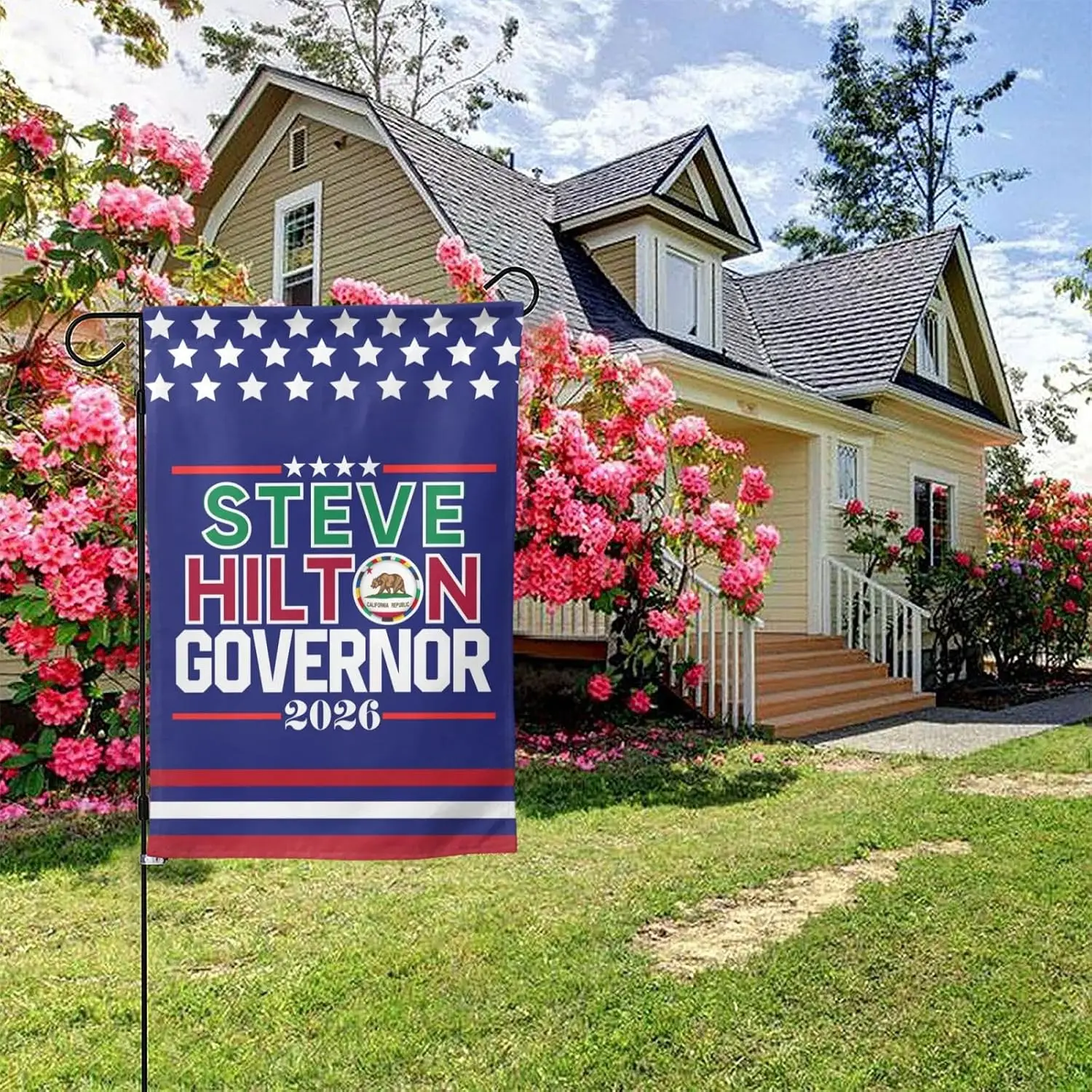 Steve-Hilton For California Governor 2026 Garden Flag 12x18 Steve-Hilton For Governor 2026 Yard Sign House Flag Double Sided SSL