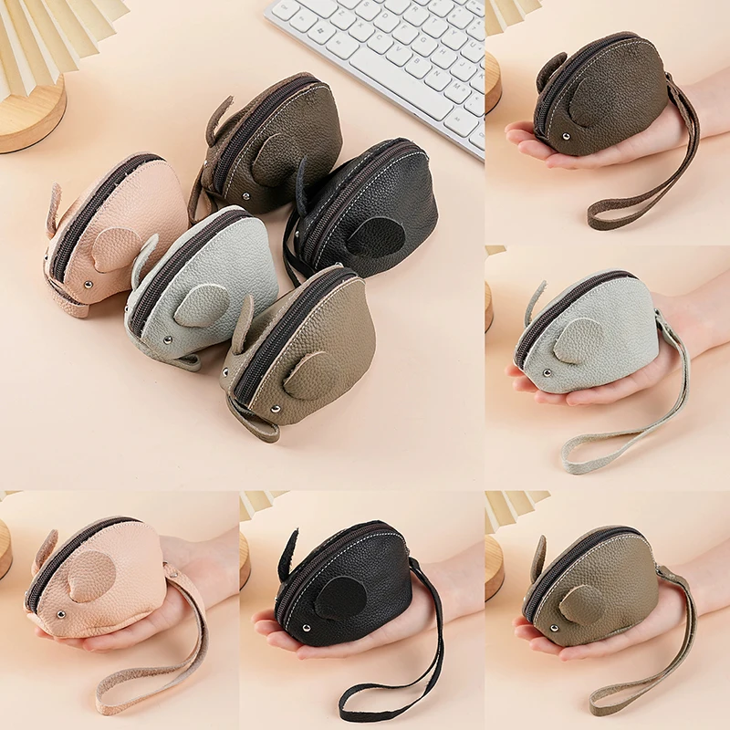 Cowhide Children's Wallet Genuine Leather Mouse Cartoon Key Pouch Multifunctional Hand-Held Storage Bag
