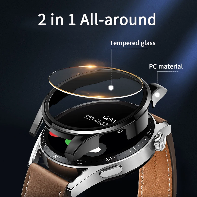 HD Tempered Glass Case for Huawei Watch GT3 46mm 42mm Band Watch GT 3 All-Around Screen Protector Cover Bumper Cases Film