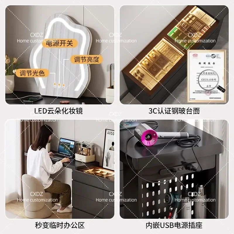 Ultra Thin Black Jewelry Cabinet Chest of Drawers Bedside Table Makeup Dresser Storage Locker for Bedroom Wall Mounted Bucket