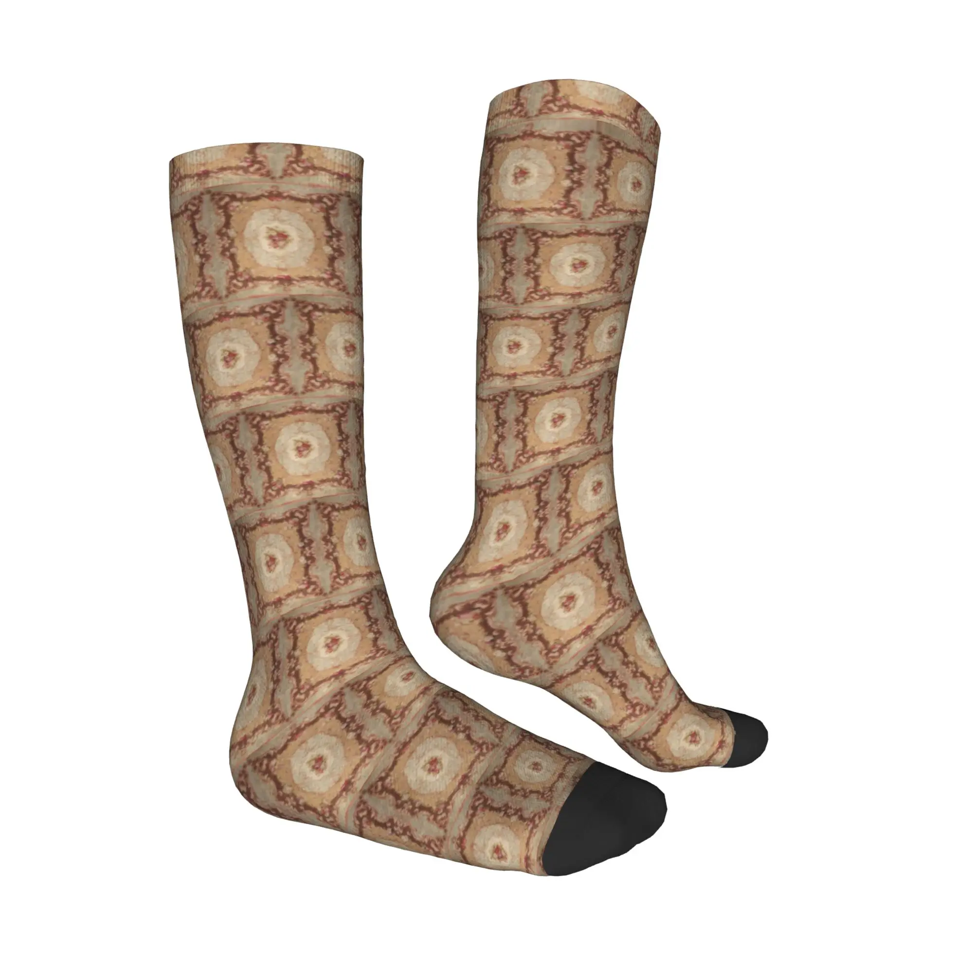 Medias de tripulación para todas las estaciones, calcetines con estampado de alfombra Aubusson francesa, rosas antiguas, calcetines largos de moda, accesorios para hombres y mujeres
