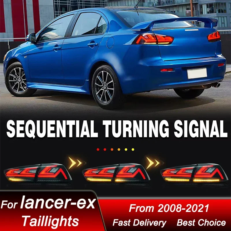 

Поп-автомобильные задние фонари для Mitsubishi Lancer-ex 2008-2021, новый стиль, полностью светодиодный задний фонарь, динамический указатель поворота, задний фонарь в сборе