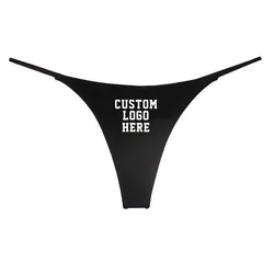 Professional Your Own Logo Text Custom Panties Women's Cotton Underwear Double Layer Thin Strap Thong for Women Gift for Her