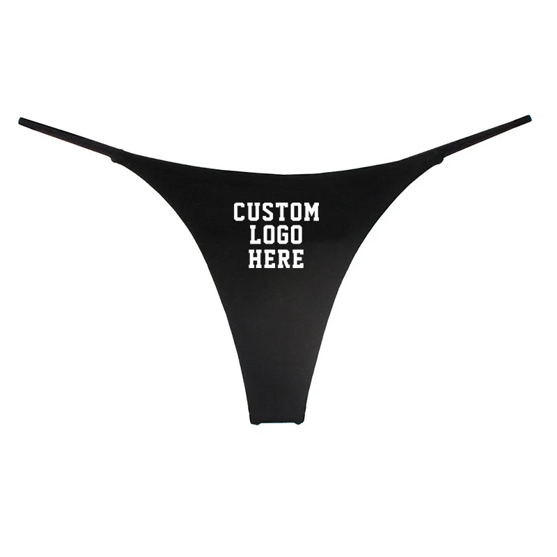 Professional Your Own Logo Text Custom Panties Women's Cotton Underwear Double Layer Thin Strap Thong for Women Gift for Her