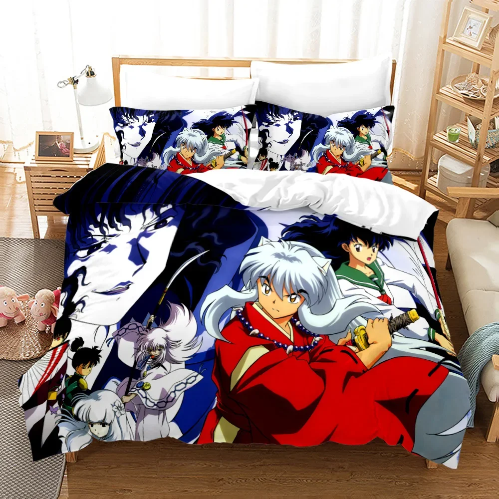 3D Anime Inuyasha Printed Duvet Cover Set Twin Full Queen King Size Bedding Set Soft Comforter Cover and Pillowcase Bedclothes