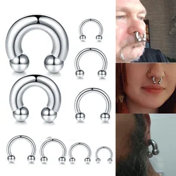 1PC Large Gauge Curved Horseshoe Circular Barbell Piercing Stainless Steel Septum Nose Ring Earring Piercing Body Jewelr 12G-00G