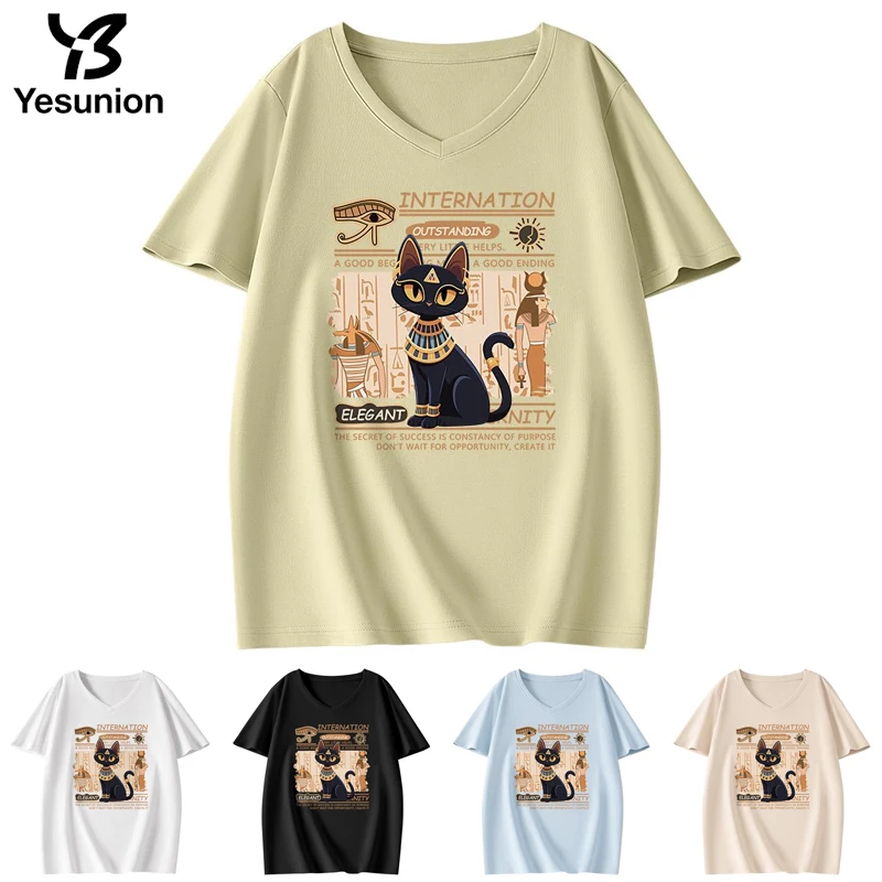 

Women's Pure Cotton Print T-shirt Summer Breathable Graphic Tops Trendy Unisex Clothing Daily Commuting Tees Home Fashion Loose