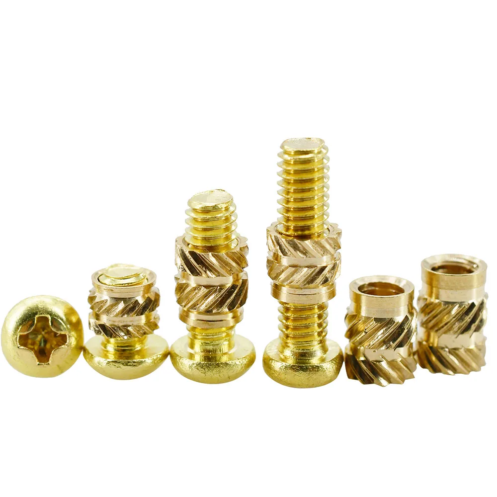 M2 M2.5 M3 M4 Brass Insert Nut Screw Kit Metric Threaded Hot Melt Heat Inserts Insertnut Copper Phillips Screw Set 3D Printing