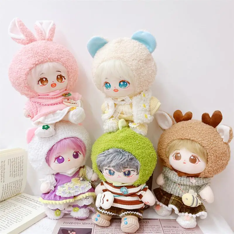 

20cm Cute Doll Hat Clothes Kawaii Fluffy Bunny Bear Cat Bear Hat DIY Can Change Clothes Idol Doll Clothes Accessory Fans Gifts