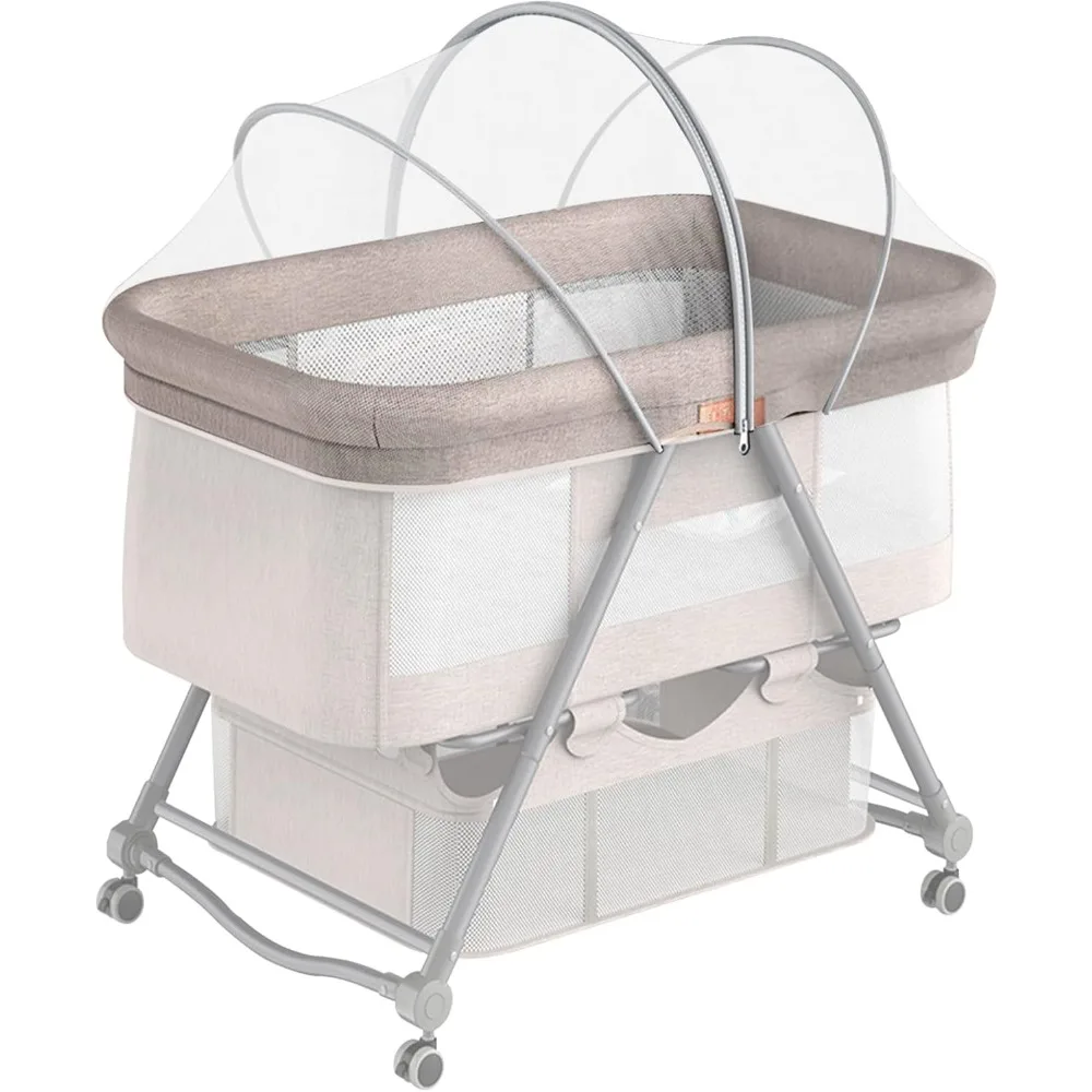 

bassinet cover for cats with two-way zipper,portable bassinet mosquito net cover,mosquito net to keep pets out(white)