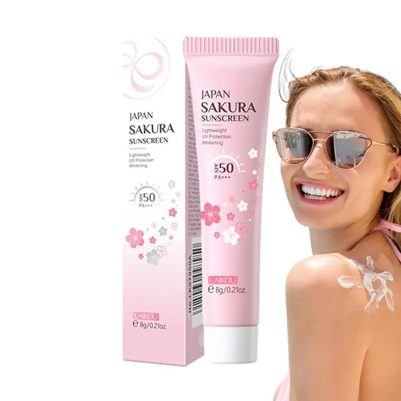 1pc Sakura Whitening Cream Sunscreen Protector Facial Solar Sun Blocker Spf50 PA+++ Isolation Lotion Cream Bleaching Moisturizer