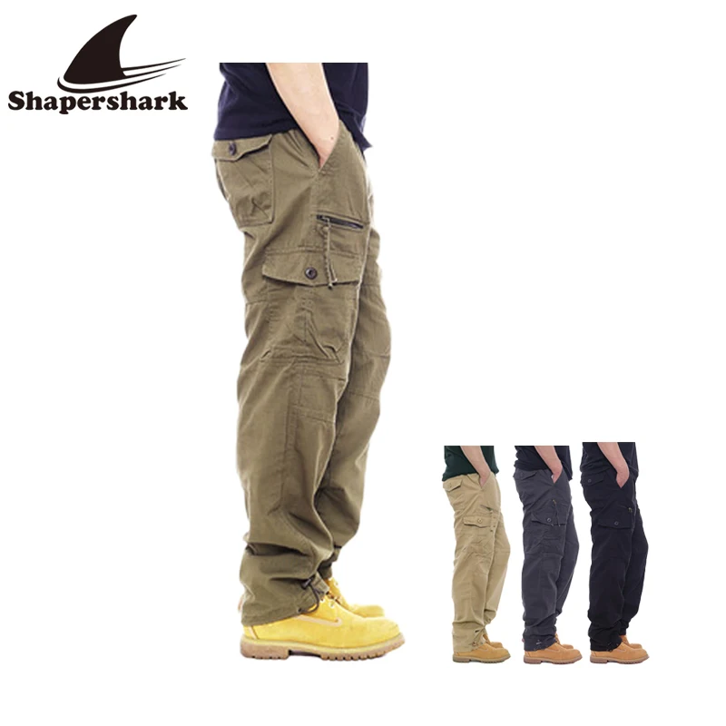 Men's Workwear Pants Solid Color Tactical-Style Joggers Stylish Zipper Multi-Pocket Design Running & Hiking Sports Pants