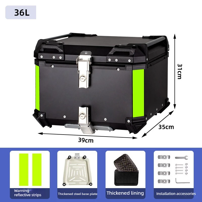 

36L Universal Motorcycle Rear Trunk Luggage Case Waterproof Motorcycle Helmet Box CNC Aluminum Top Tail Rear Luggage Storage