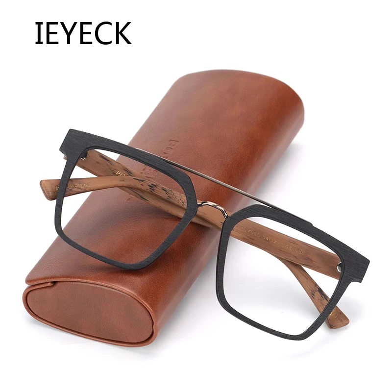 

IEYECK оправа для очков большого размера, мужская деревянная модная ретро индивидуальная оптическая оправа для очков по рецепту, оправа для очков