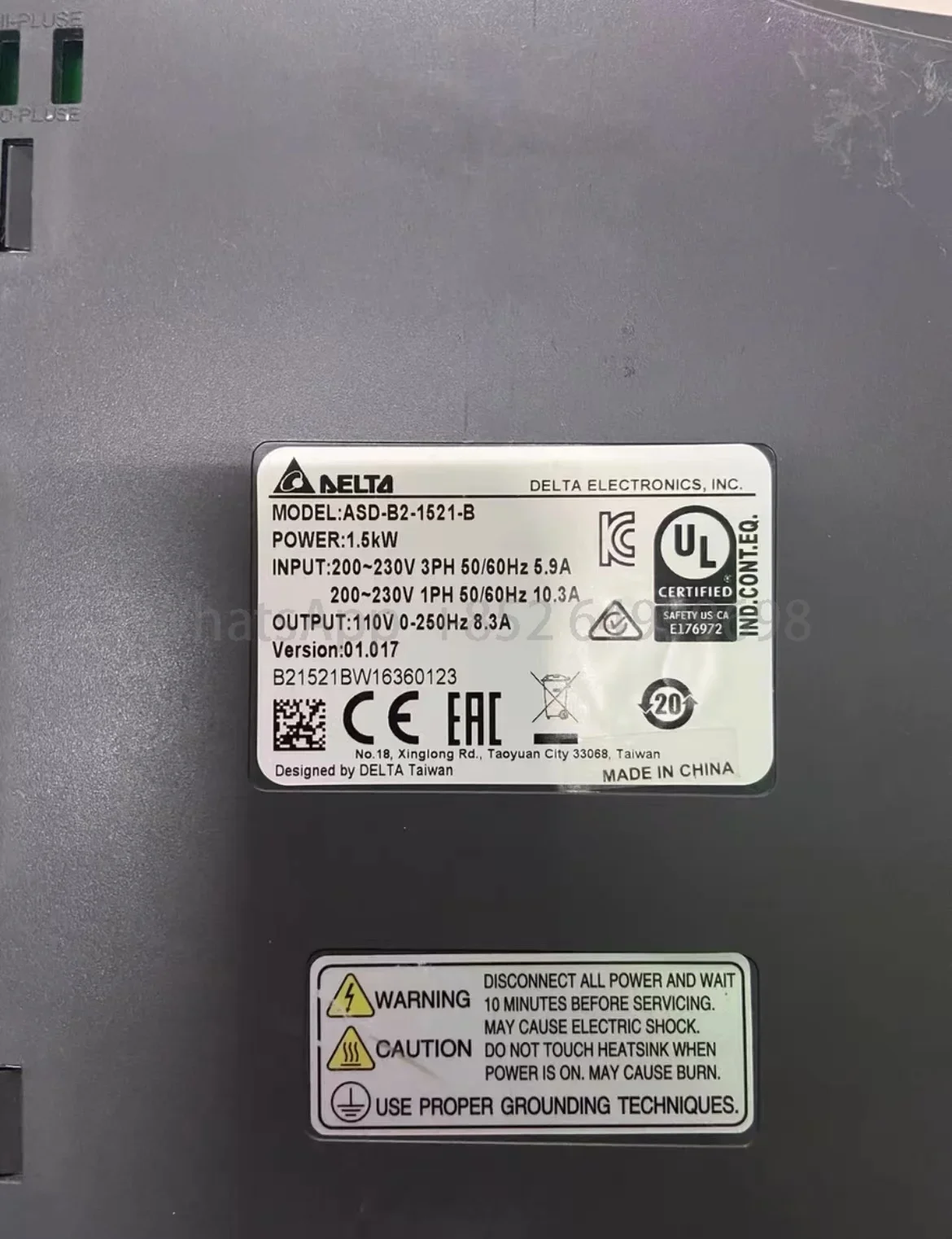 Used  ASD-B2-1521-B  Delta B2 drive tested ok