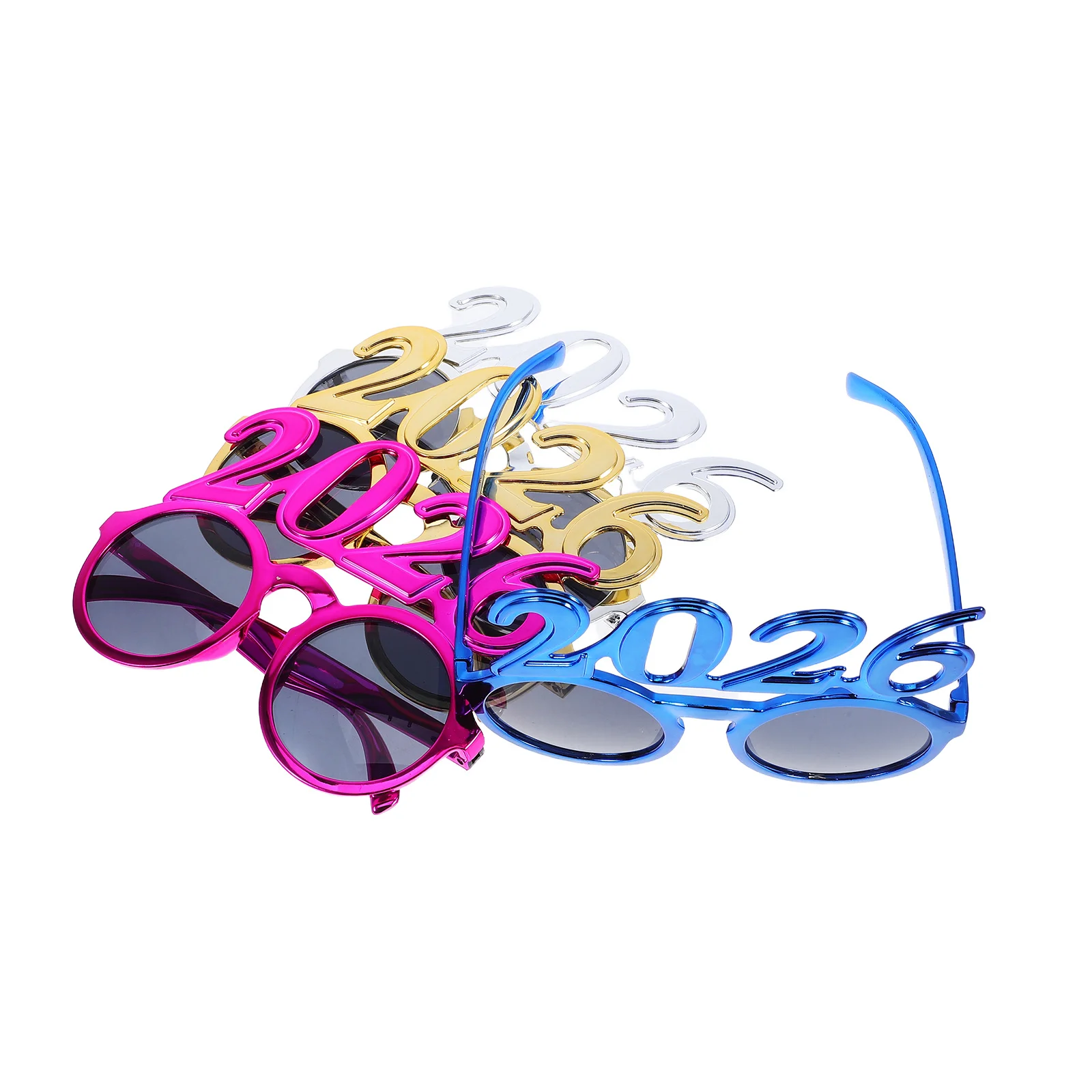 

4Pcs 2026 New Year Glitter Glasses Number Eyeglasses Graduation Party Photo Booth Props Holiday Party Favors Novelty Accessories