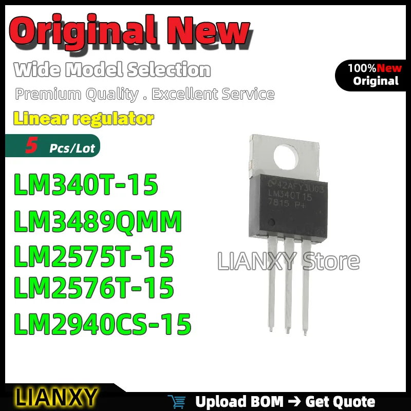 5pcs TO-220-5 LM340T-15 LM3489QMM LM2575T-15 LM2576T-15 LM2940CS-15 Linear regulator New Original