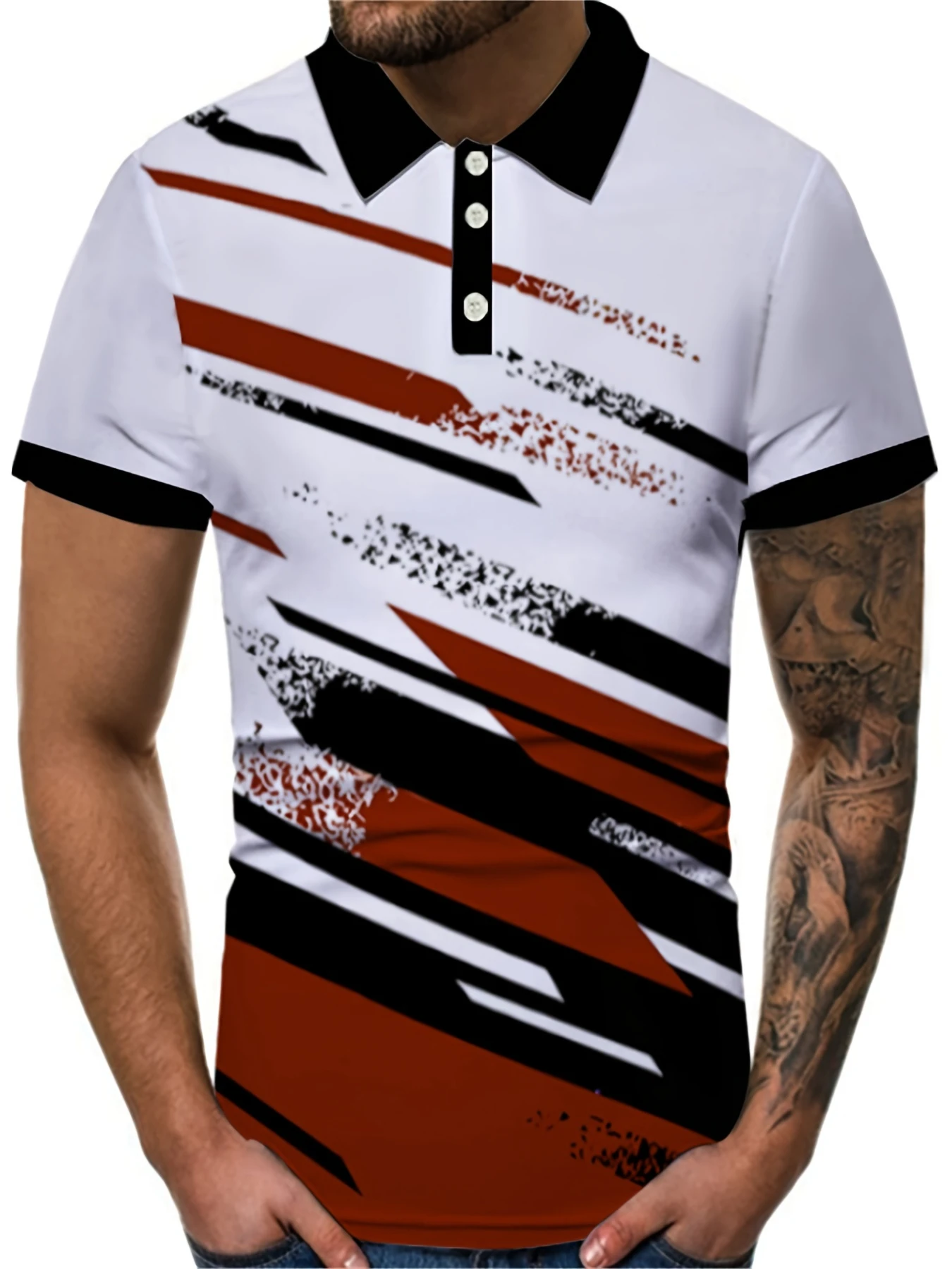 Summer Fashion Colorful Vector Stripe Design 3D Printing Fast Drying Polo Shirt Business Elite Sports Shirt Large Size