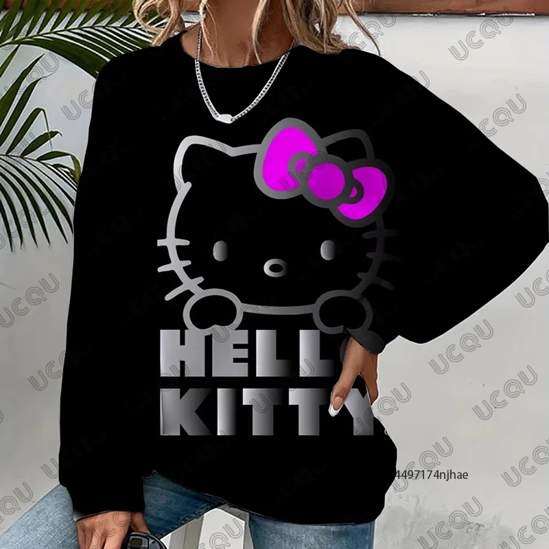 MINISO otoño dibujos animados Anime Hello Kitty estampado parejas Sudadera con capucha para Mujeres Hombres sudadera de manga larga Casual moda Harajuku Tops