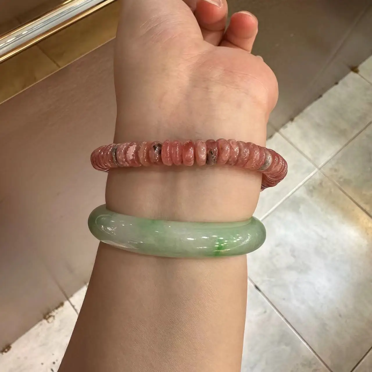 Natural Genuine Argentina Rhodochrosite Loose Gemstone Faceted Rondelle Beads bracelet For DIY For Woman  Wholesale image 6
