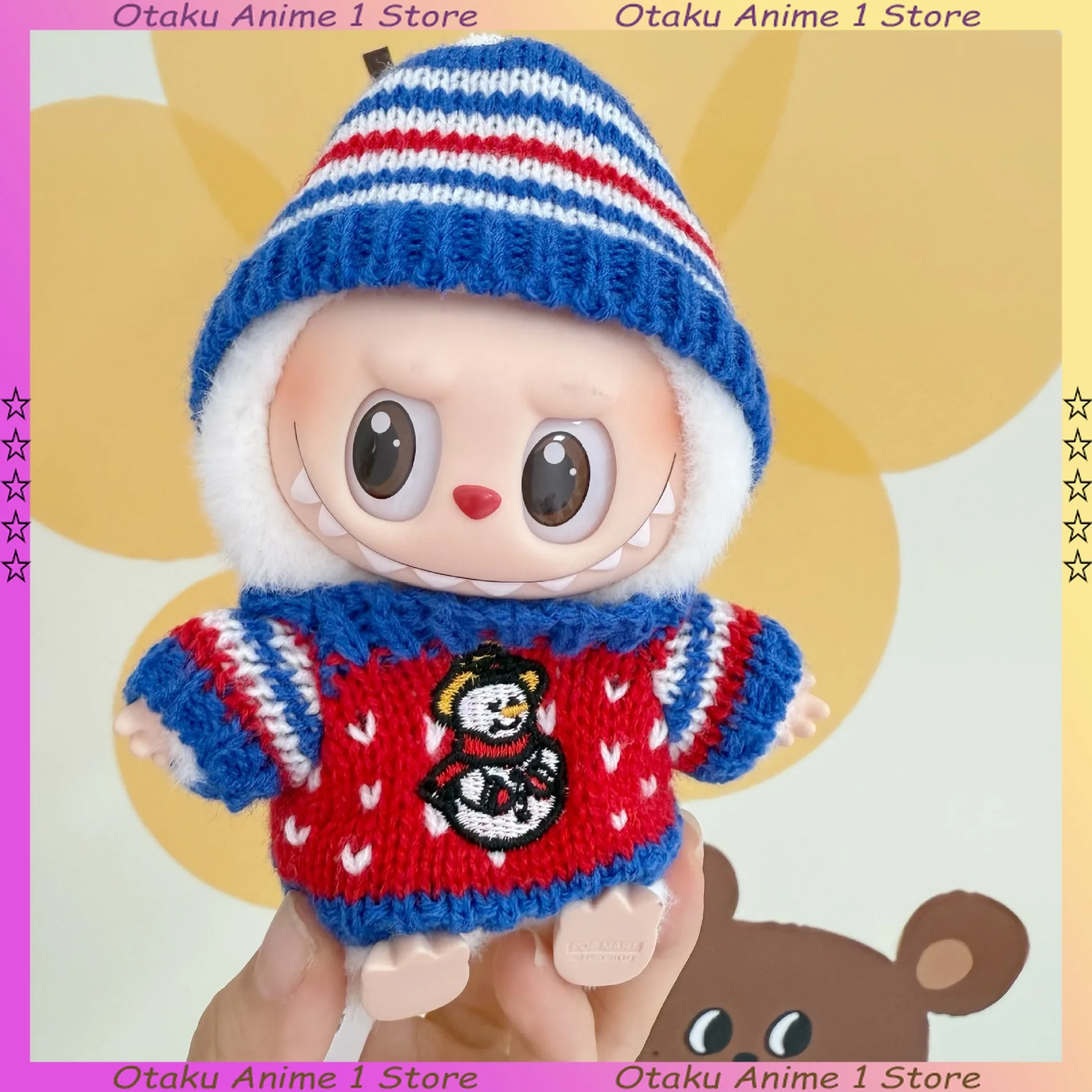 

Распродажа: Новогодний комплект одежды для Labubu – милый полосатый вязаный свитер, шапка и перчатки. Набор для мини-плюшевых кукол. Модные аксессуары для кукол.