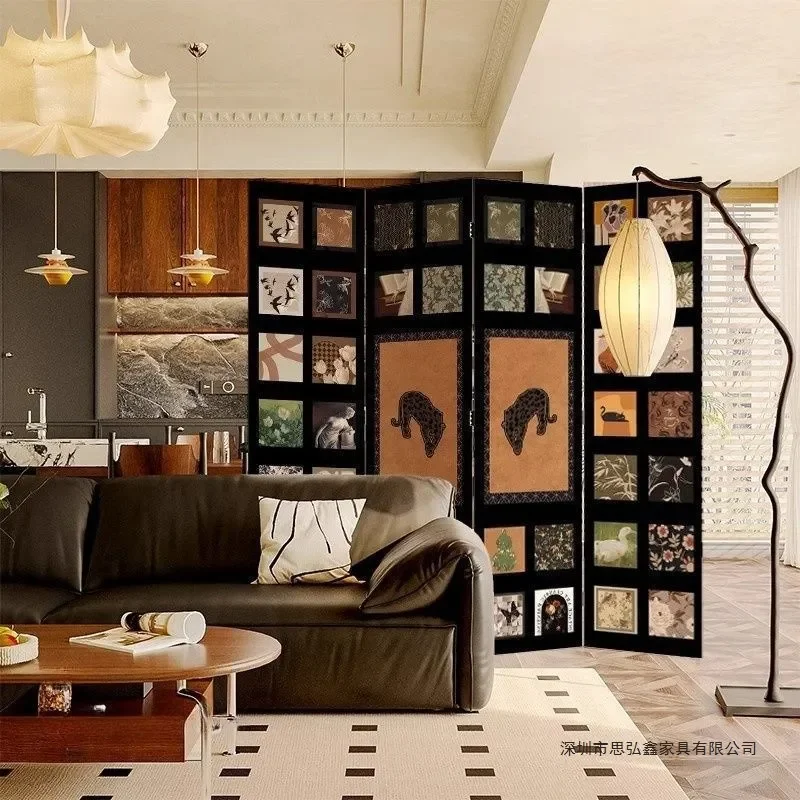 French Medieval Style Folding Screen Partition Mobile Room Divider for Living Room Sofa Corner Entrance Bedroom Home