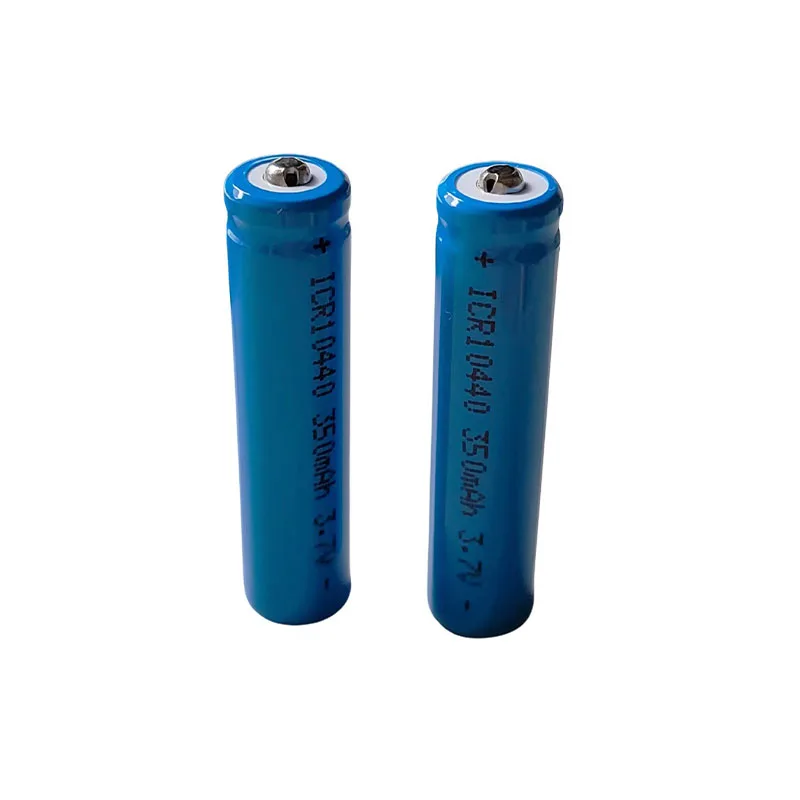 10440 AAA Size 3.7V 350mAh ICR10440 batteria ricaricabile agli ioni di litio con punte a bottone per torcia