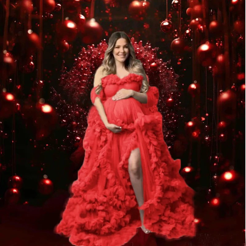 Abiti premaman per il servizio fotografico Abiti gonfi con volant in tulle Abiti da gravidanza Baby Shower плаgandaе فساتوплаgandaе для бе eusм onderdelen