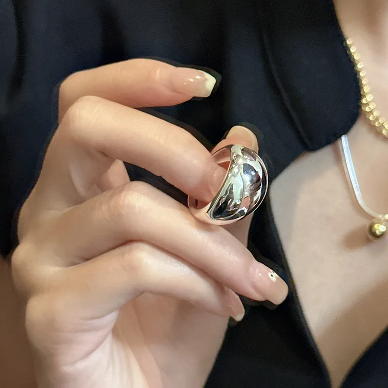 Cincin perak Sterling 925 untuk wanita, cincin bentuk bola jari dapat disesuaikan buatan tangan Vintage sederhana, pita mode, hadiah Bijoux wanita